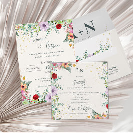 Details zu den Hochzeiten in Monogram-Wildblume Begleitkarte