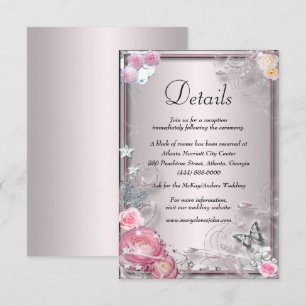 Details zu den Hochzeiten in Rosa Blüten und Schme Begleitkarte
