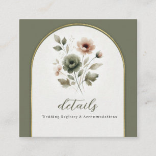 Details zu den Hochzeiten in Rosa und Gold Quadratische Visitenkarte