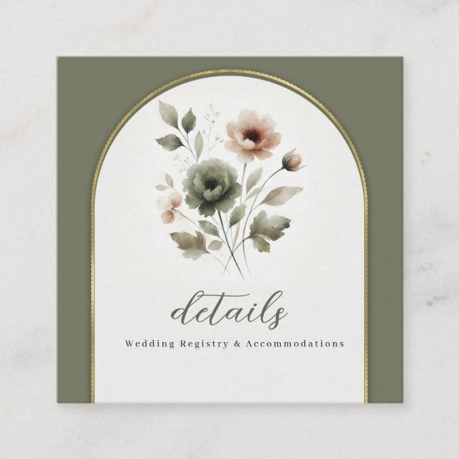 Details zu den Hochzeiten in Rosa und Gold Quadratische Visitenkarte (Vorderseite)