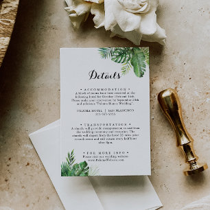 Details zu den Hochzeiten in tropischer Vegetation Begleitkarte