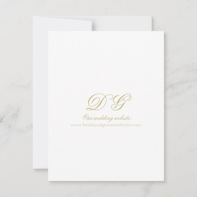 Details zu den Hochzeiten in weißem und goldenem M Einladung (Rückseite)