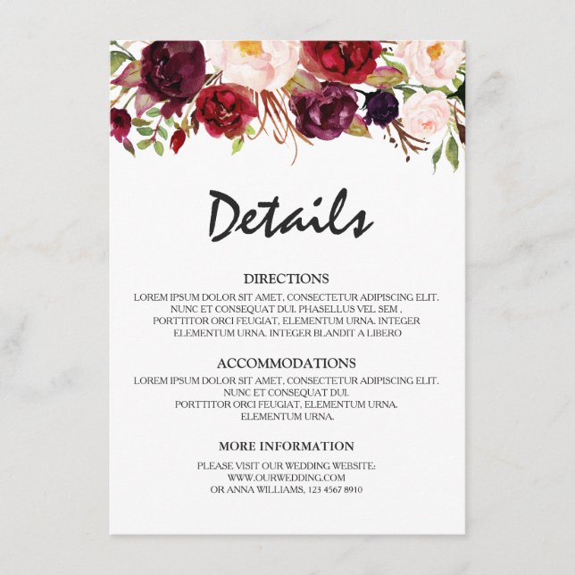 Details zu den rustikalen Hochzeiten in Burgund Re Begleitkarte (Vorderseite)