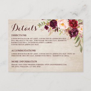 Details zu den rustikalen Hochzeiten in Burgund Re Begleitkarte