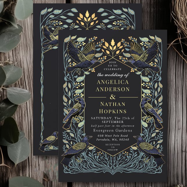Details zu den zauberhaften gotischen Raven Floral Einladung (Von Creator hochgeladen)