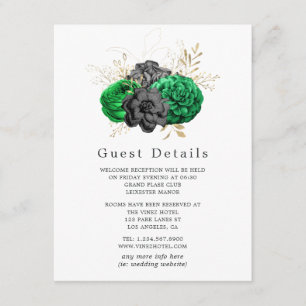 Details zu dunklen Smaragdfarben und Goldfloralen  Begleitkarte