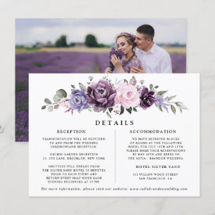Details zu dusty Lila Blumenhochzeiten Begleitkarte