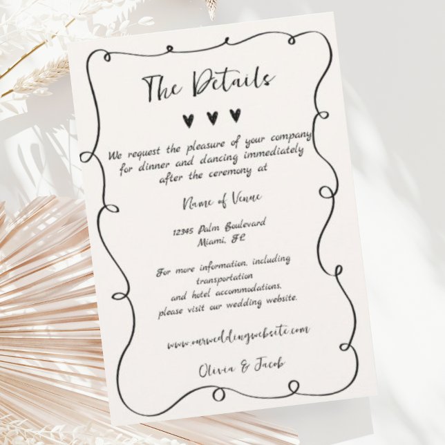 Details zu Flüchtigen Händeschleifen Wavy-Hochzeit Begleitkarte (Von Creator hochgeladen)