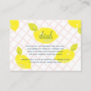 Details zu handbemalten Karos Lemon & Pink Begleitkarte