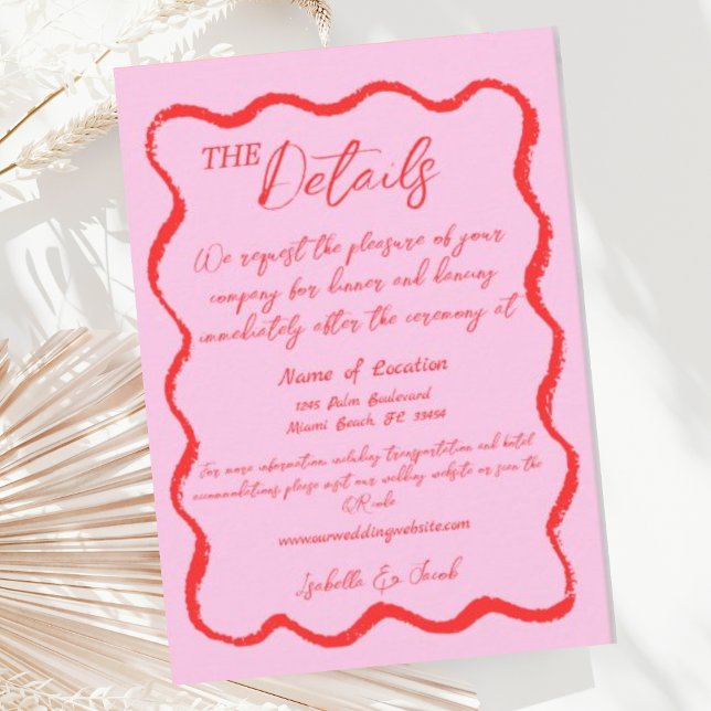 Details zu handgeschriebenen Hochzeiten in Rosa un Begleitkarte (Von Creator hochgeladen)