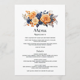 Details zu Hochzeiten der Marine und Orange Floral Menükarte