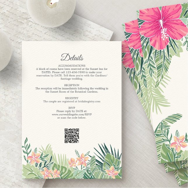 Details zu Hochzeiten im tropischen Floral Beach Begleitkarte (Von Creator hochgeladen)