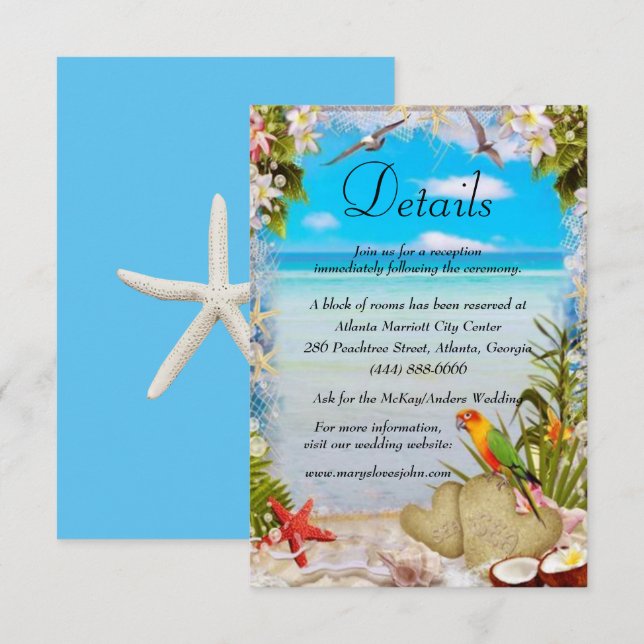 Details zu Hochzeiten im tropischen Strand Begleitkarte (Vorne/Hinten)