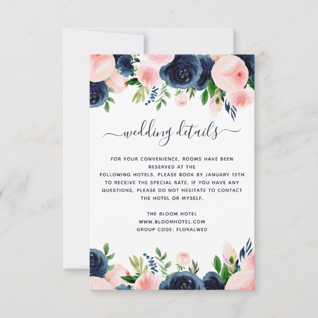 Details zu Hochzeiten in blau-rosa Wasserfarben Einladung (Vorderseite)