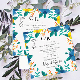 Details zu Hochzeiten in Blau und Gelb Begleitkarte