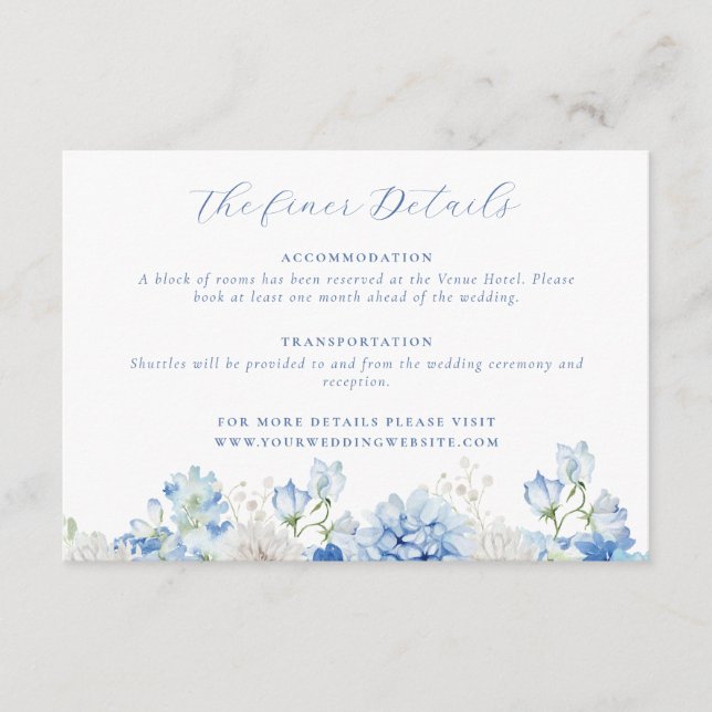 Details zu Hochzeiten in Blauer Flora Begleitkarte (Vorderseite)
