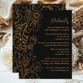 Details zu Hochzeiten in Gold und Schwarz Begleitkarte