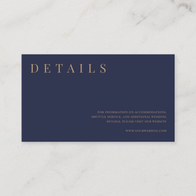Details zu Hochzeiten in Navy & Gold Begleitkarte (Vorderseite)