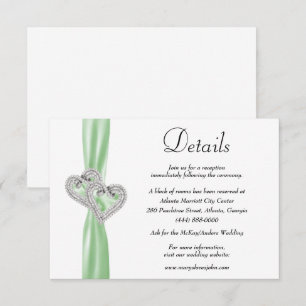 Details zu Hochzeitsarbeiten mit grünen Ribbbon au Begleitkarte