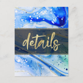 Details zu Inky Splash Blauer Marmor und Goldfolie Begleitkarte