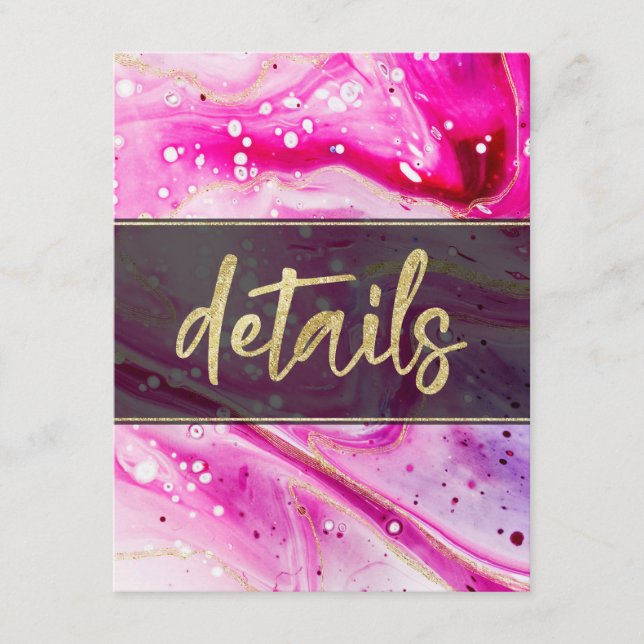 Details zu Inky Splash Rosa Marmor und Goldfolie Begleitkarte (Vorderseite)