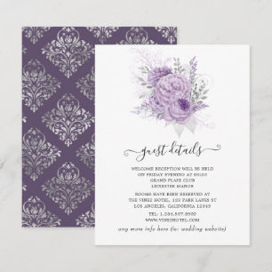 Details zu Lavender und Silver Floral Wedding Begleitkarte