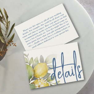 Details zu modernen Lemons Gelb & Blau Begleitkarte