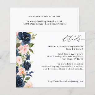 Details zu Navy Blue und Blush Pink Floral