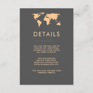 Details zu Orange und Smoky Gray World Map Begleitkarte