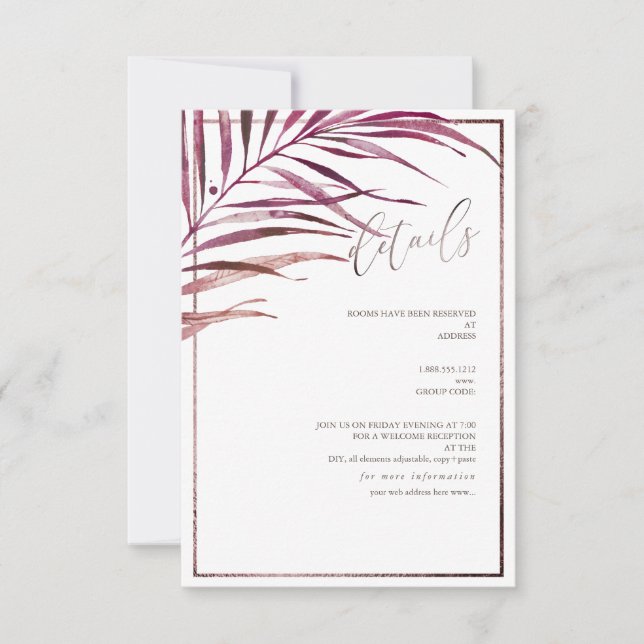 Details zu PixDezines Greenery Palm Fronds RSVP Karte (Vorderseite)