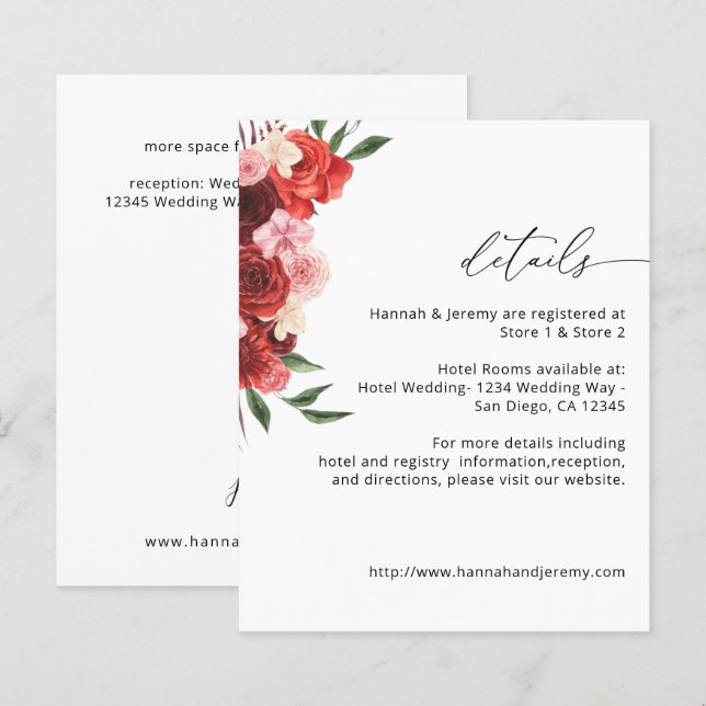 Details zu Red Floral - White VH2 (Vorne/Hinten)