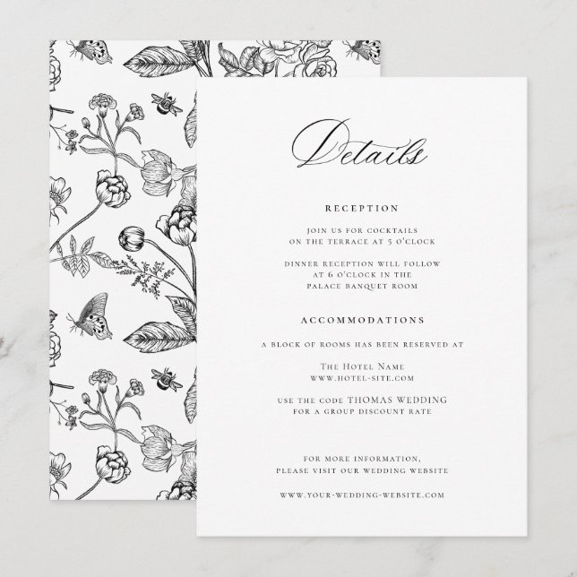 Details zu Regency Black Wedding Begleitkarte (Vorne/Hinten)