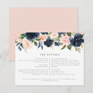 Details zu romantischen Hochzeiten in Navy Blush F Einladung