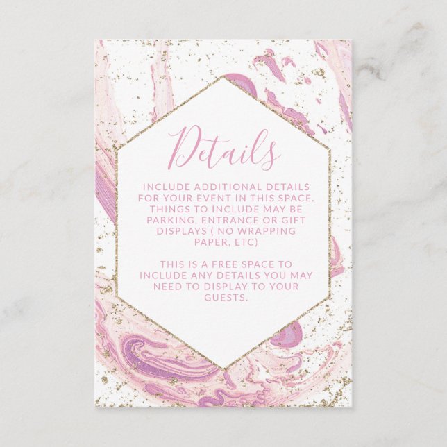 Details zu Rosa und Gold-Marmor Begleitkarte (Vorderseite)