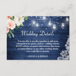 Details zu rustikalen Blue String Lights Floral We Begleitkarte