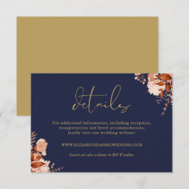 Details zu rustikalen Hochzeiten in blau-goldbraun Begleitkarte