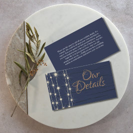 Details zu rustikalen Hochzeiten in Blau und Gold Mitteilungskarte
