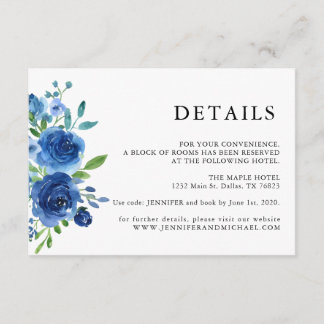 Details zu rustikalen Hochzeiten mit blauer Flora Begleitkarte