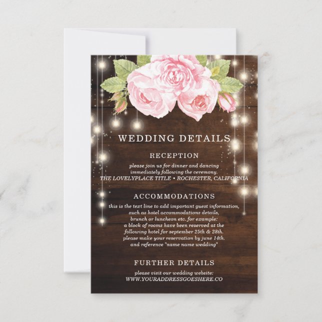 Details zu rustikalen Hochzeitsszenarien aus Holz Einladung (Vorderseite)