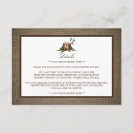 Details zu Rustikalen Monogram-Tree und Burlap-Hoc Begleitkarte