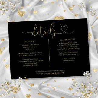 Details zu Schwarz-Gold-Herzschrift Einladung