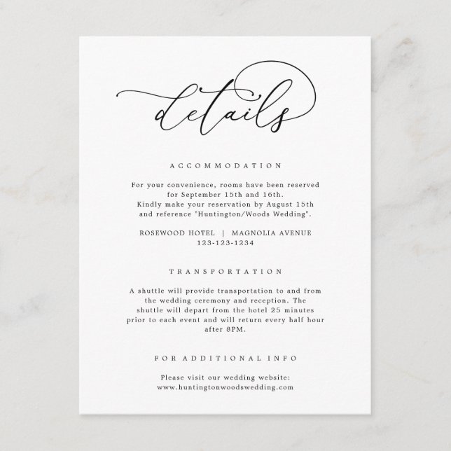 Details zu Schwarz-Weiß-Minimal-Hochzeiten Begleitkarte (Vorderseite)
