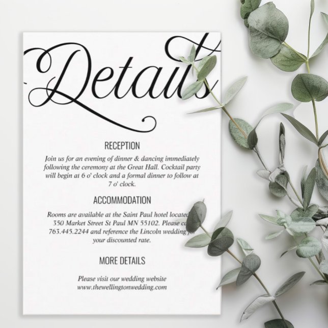 Details zu Schwarz-Weiß-Minimal-Hochzeiten Begleitkarte (Von Creator hochgeladen)