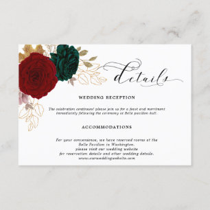 Details zum Autumnal Gold Burgundy Emerald Weddig Begleitkarte