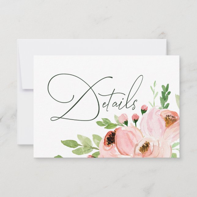 Details zum Blumenrosa-Aquarell RSVP Karte (Vorderseite)