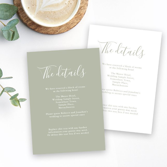 Details zum Budget Minimal Sage Green Wedding Begleitkarte (Von Creator hochgeladen)
