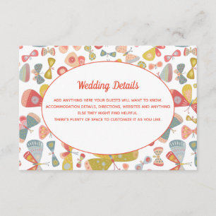 Details zum Butterfly Pink Green Wedding Begleitkarte