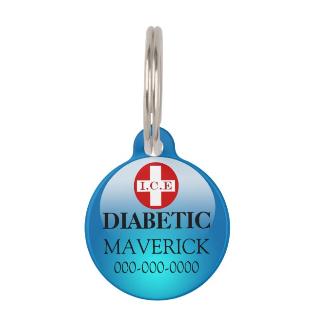 Details zum Diabetiker Heimtierbesitzer blau Haustiermarke (Vorderseite)