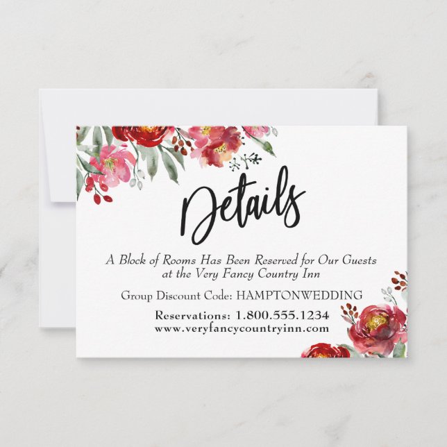 Details zum Handwriting Burgundy Red Blume Umschli Save The Date (Vorderseite)