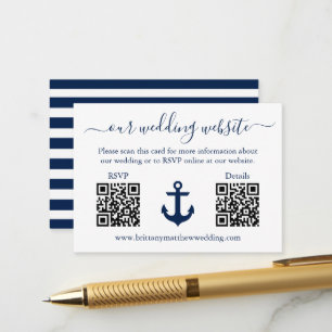 Details zum HochzeitBlue Anchor Stripes 2 QR-UAWG Begleitkarte